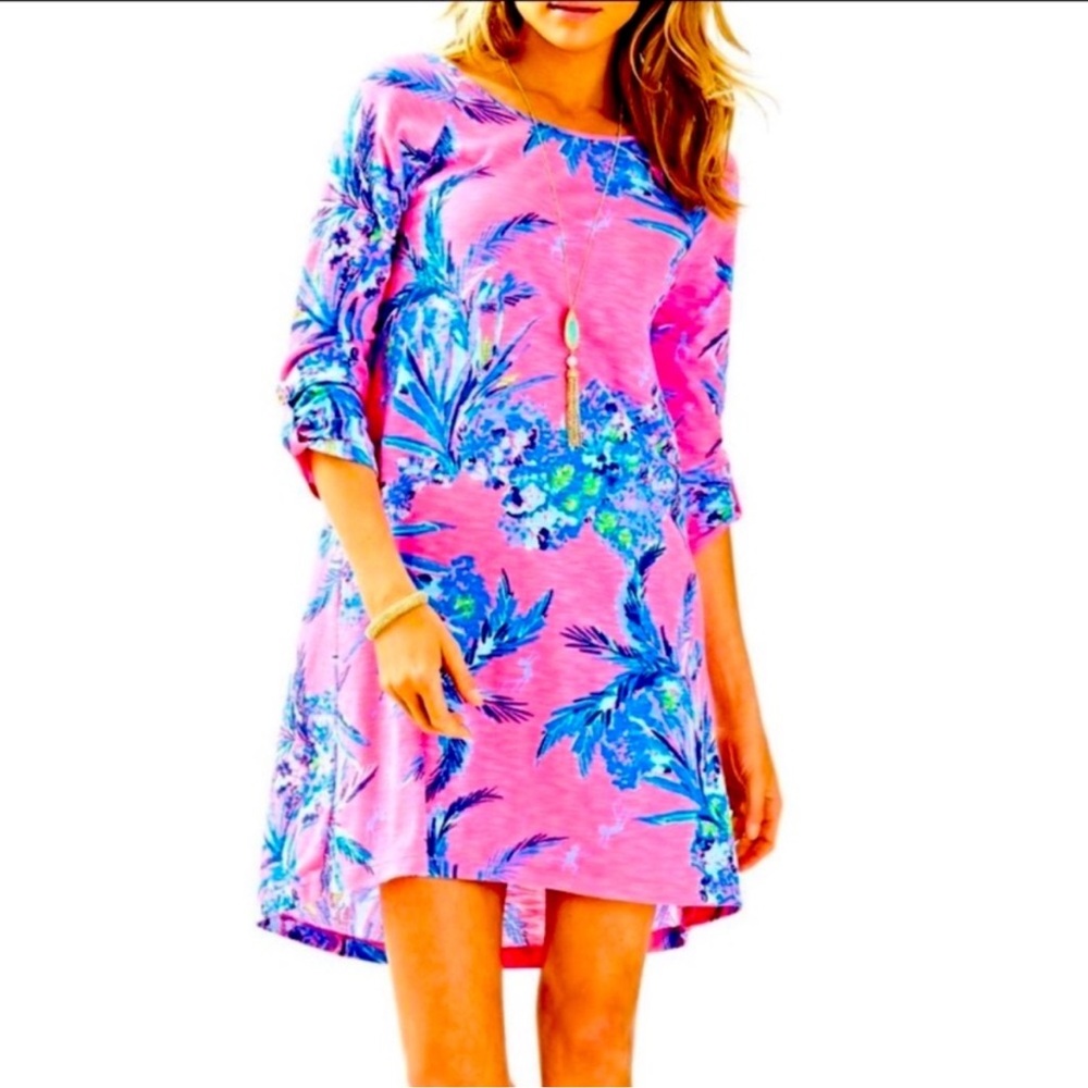 Lilly Pulitzer Surfcrest dress tiki pink Out on a limb print Size Medium Women's